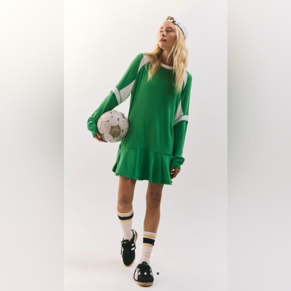 FP Movement by Free People Green and White Long Sleeve Tunic